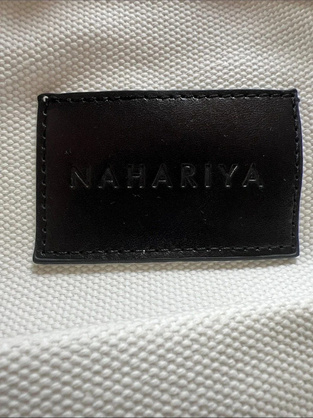 NAHARIYA Cream Canvas Tote with Black Straps